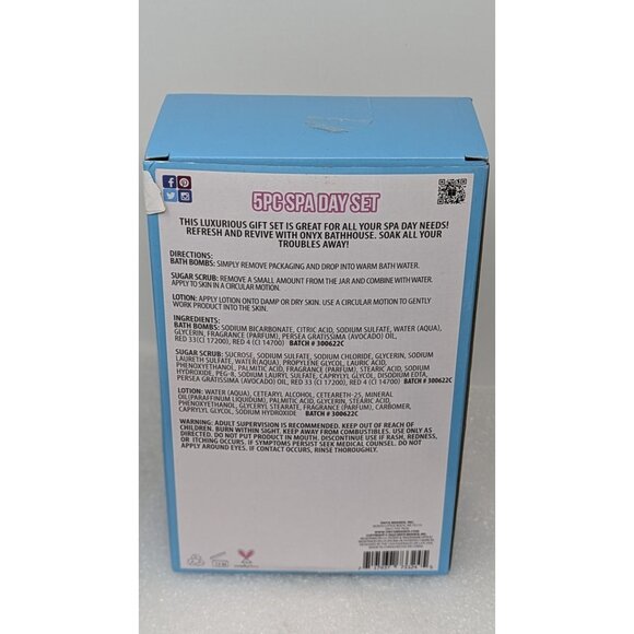 Onyx Bathhouse Spa Day Set 5 Piece Diamond Mirror Sugar Scrub Bath Bomb Lotion - Picture 3 of 4